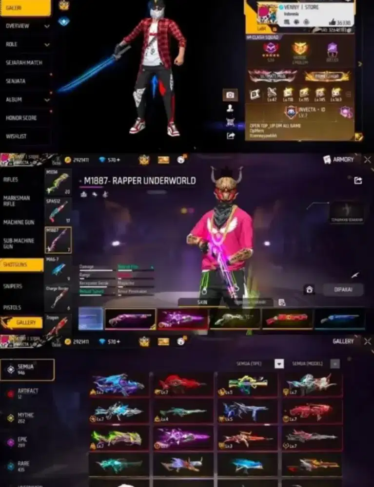 jual akun ff spek sg Rapper MURAAAH 100% Amanah & tepercaya