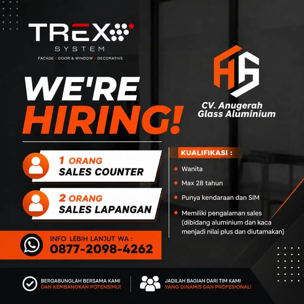 DIBUTUHKAN SEGERA, SALES WANITA