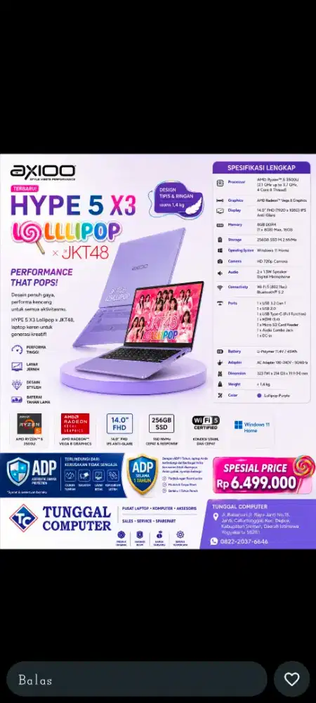 READY DAN BARANG BARU LAPTOP AXIOO HYPE 3 GARANSI 1 TAHUN