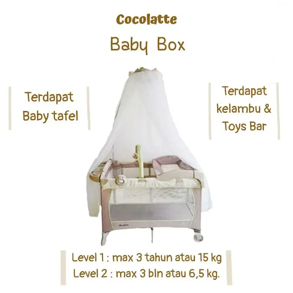 Box Bayi Cocolatte 8502 /Baby Box 2 in 1 playard side bed bisa di buka