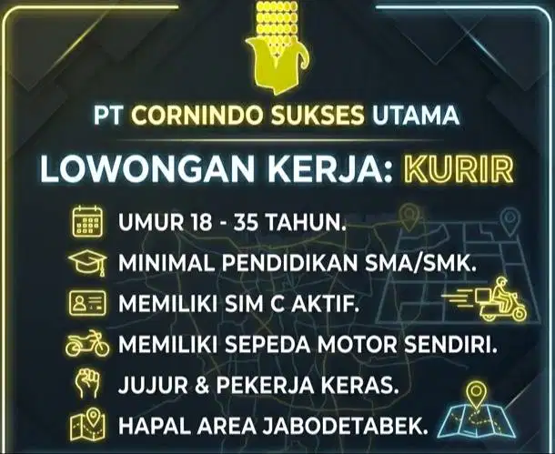 Lowongan Kerja Kurir Motor – PT Cornindo Sukses Utama