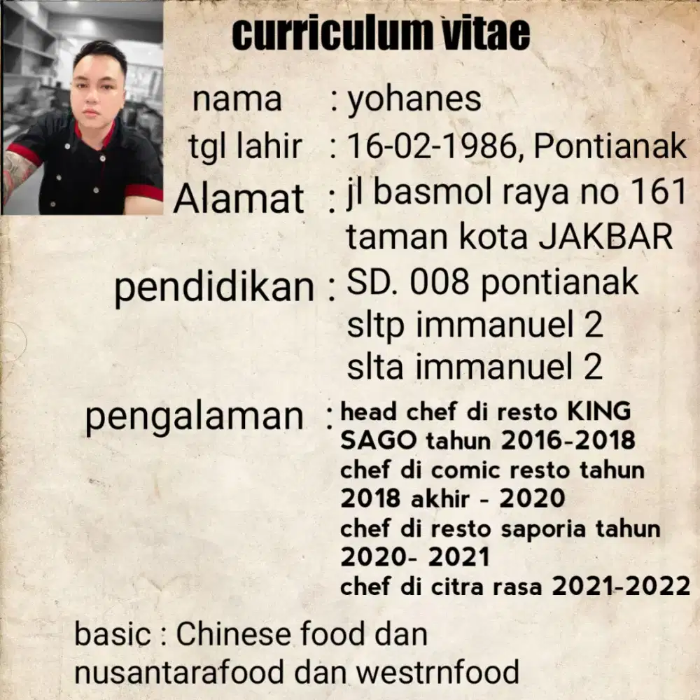 Yang butuh koki bisa bahasa Mandarin lisan