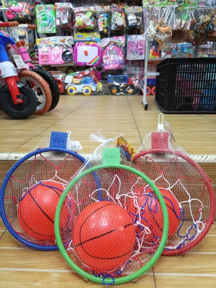 mainan anak set ring basket dan bola