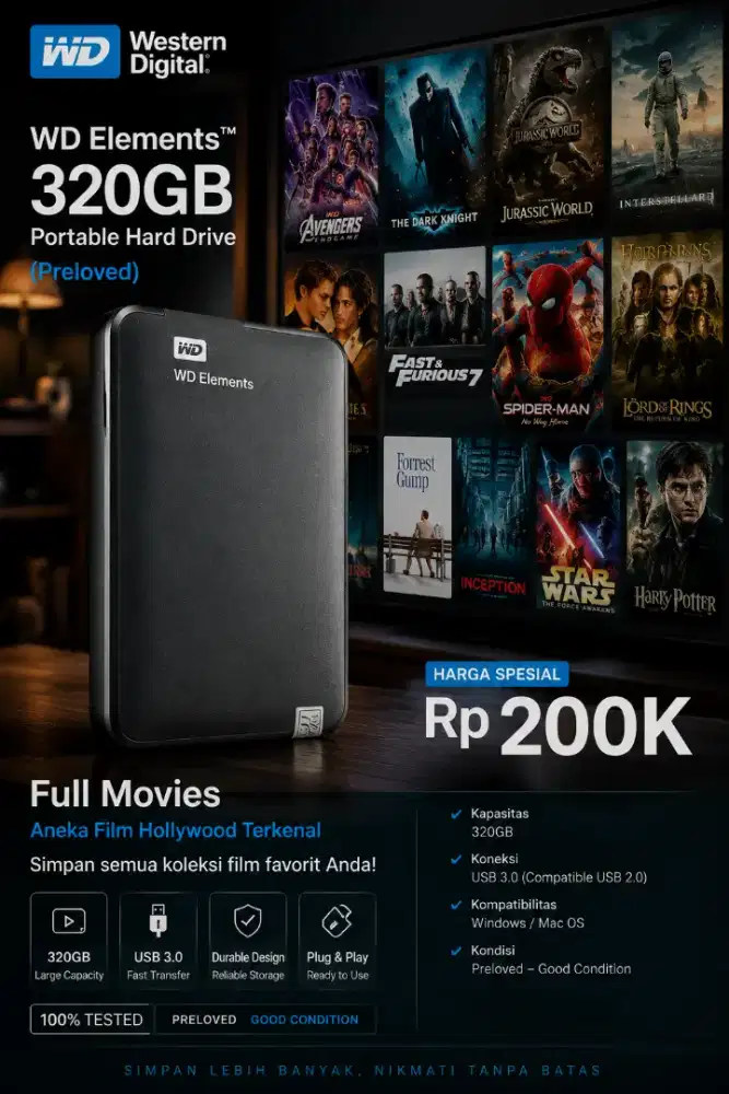 Hardisk WD 320GB Full Movies