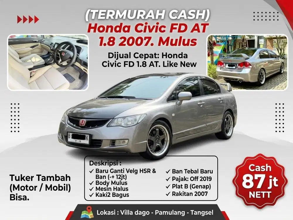 Honda Civic FD 1.8 AT. Like New 2007