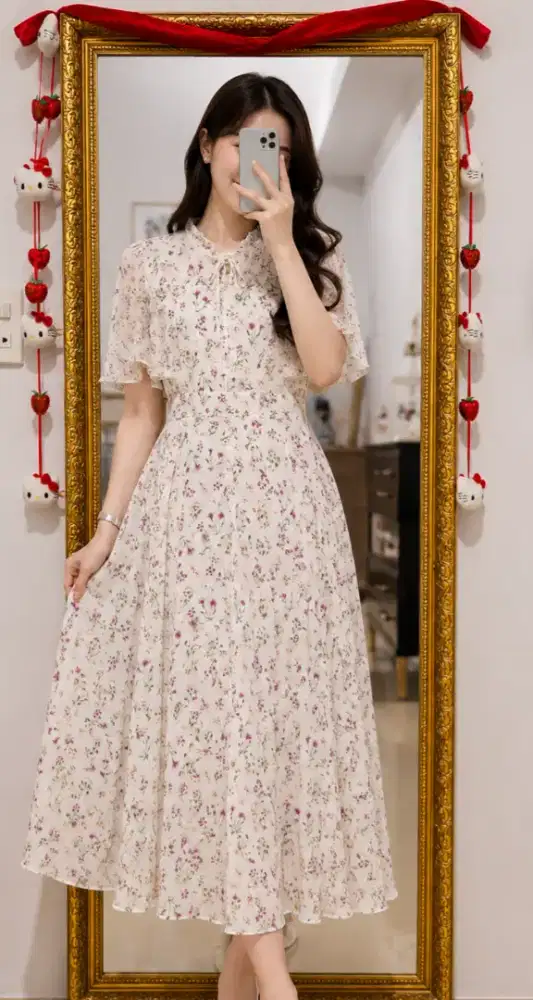 Gaun midi floral