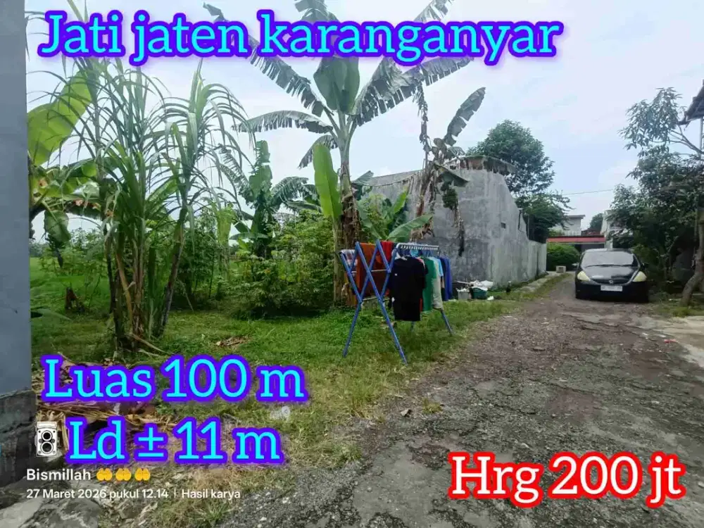 Dijual pekarangan 100m di jati jaten