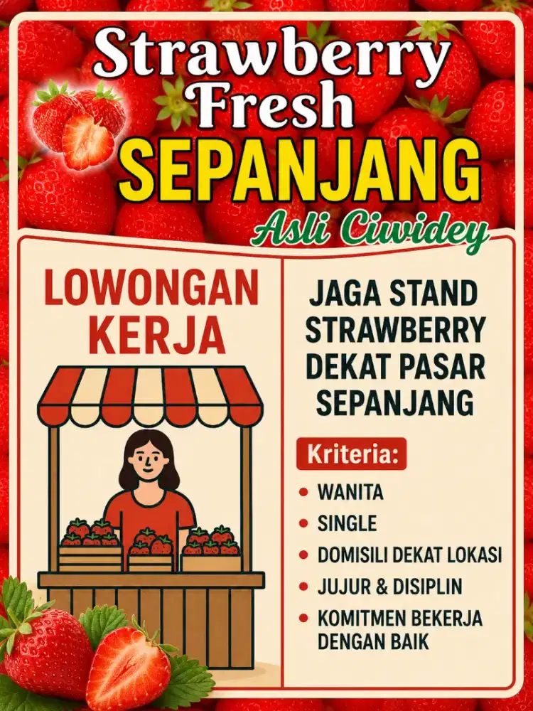 Penjaga Crew Stand Outlet Buah Strawberry