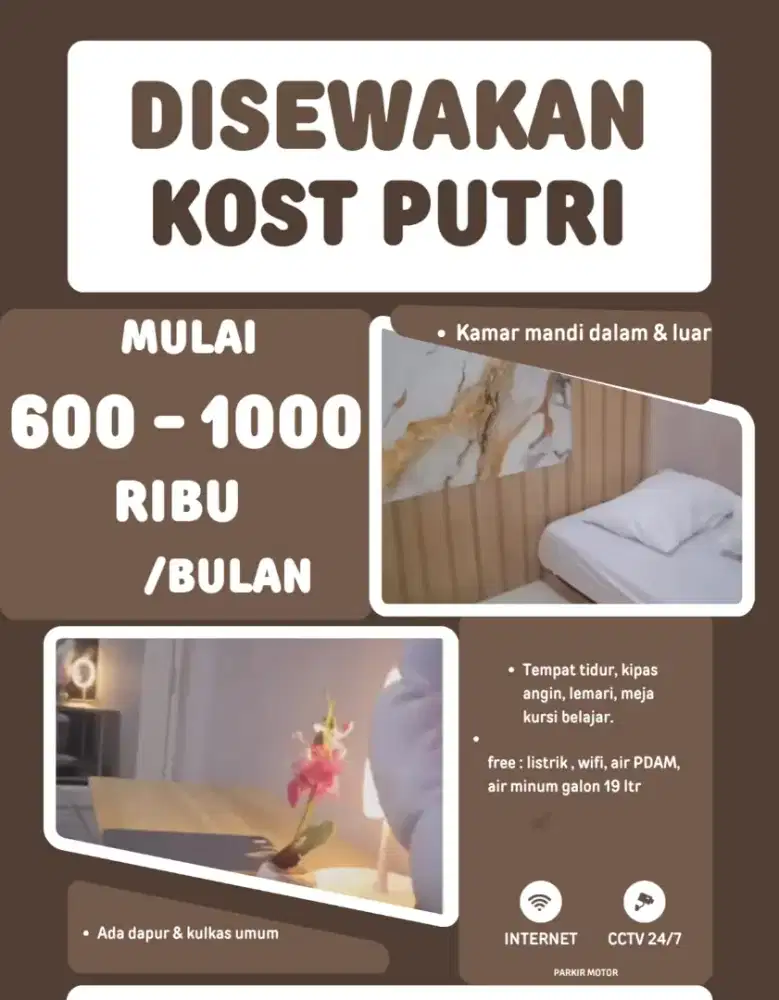 Kost putri 600k - 1000k