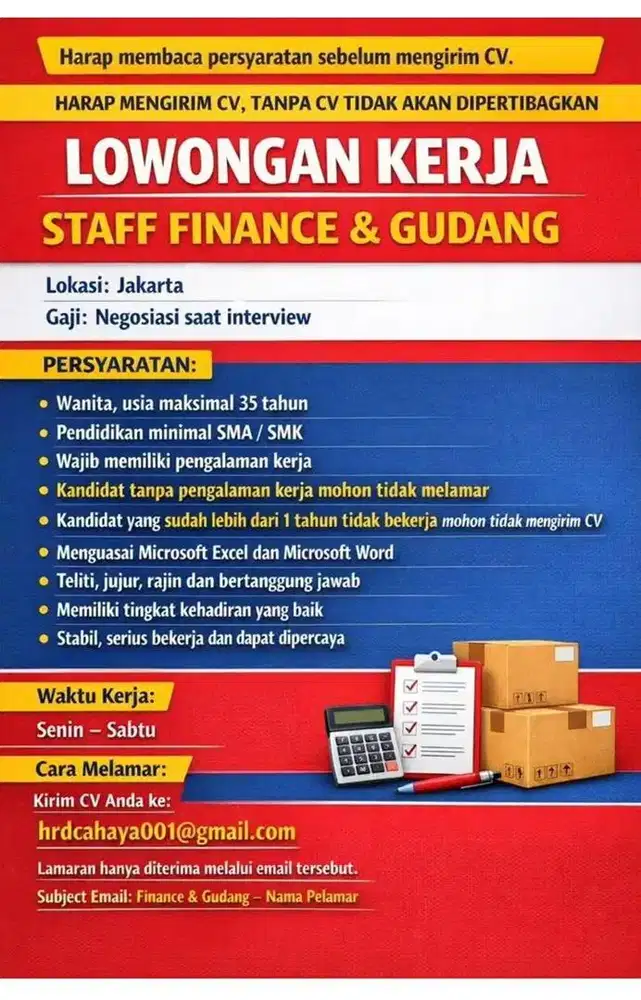 Staff admin finance & gudang