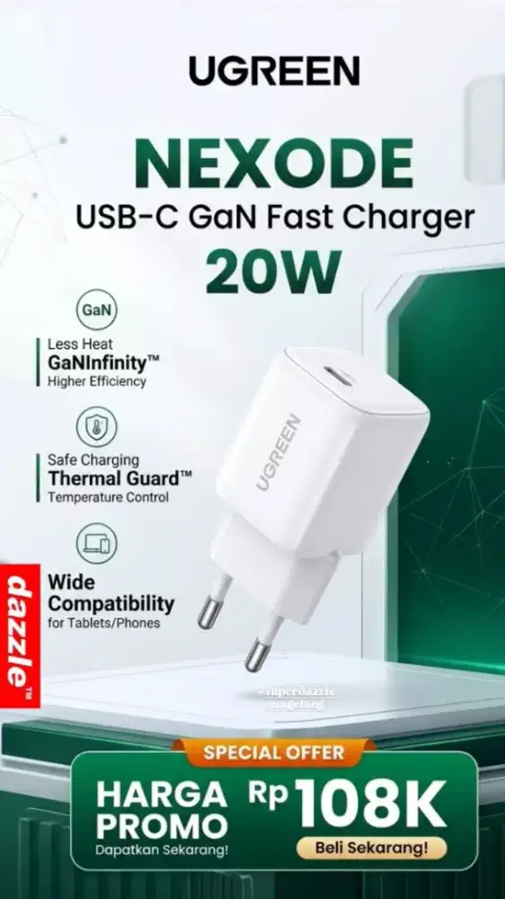 Charger ugreen nexode gan 20 watt white 15324