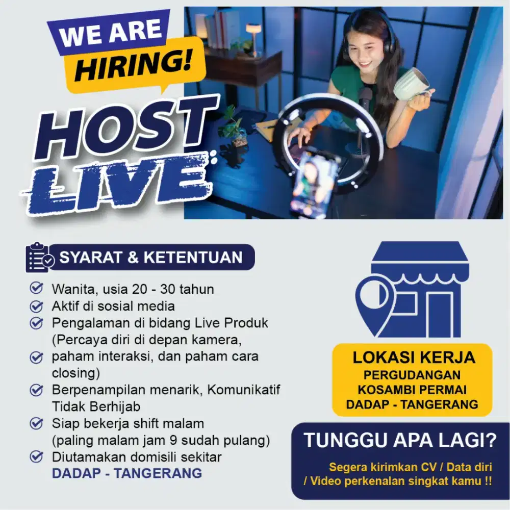 Dibutuhkan Host Live Streaming WANITA