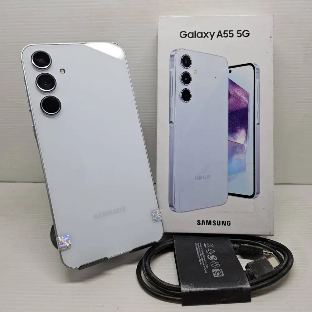(12/256) SAMSUNG GALAXY A55 5G ICE BLUE FULLSET SEIN RESMI MULUS FULLS