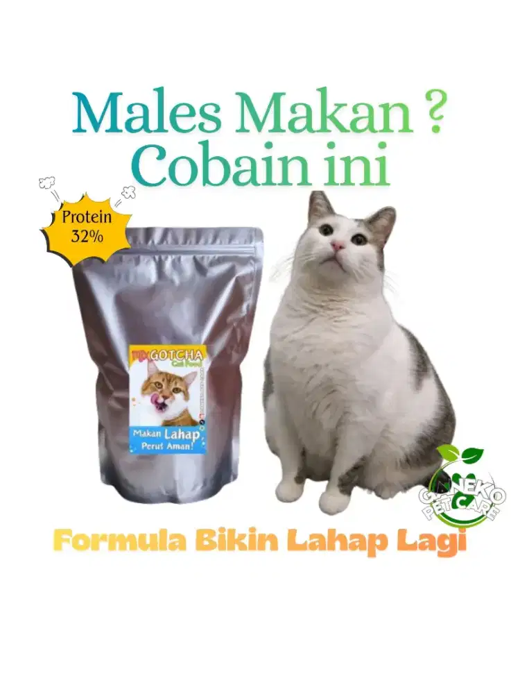 Pakan Penggemuk Kucing Mix Gotcha 1kg Lahap Makan - COD Area Bekasi