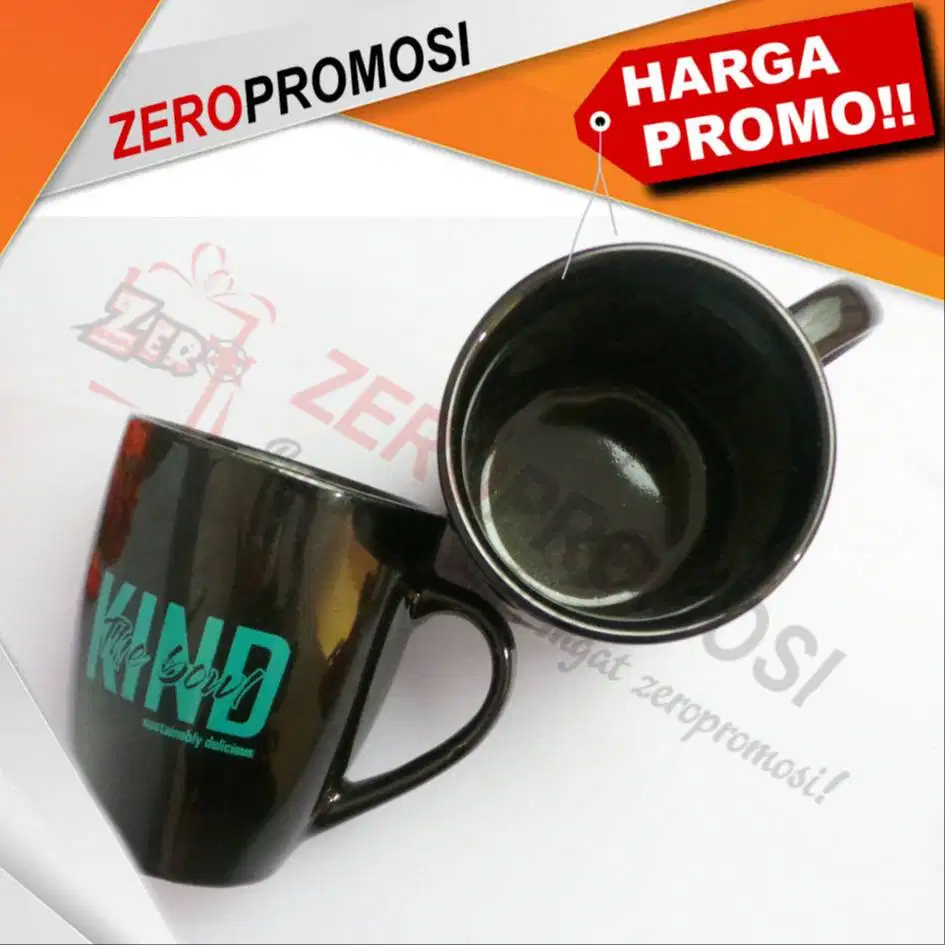 Mug Hitam Glossy Custom Logo - Rahasia Souvenir Kantor Terlihat Premiu