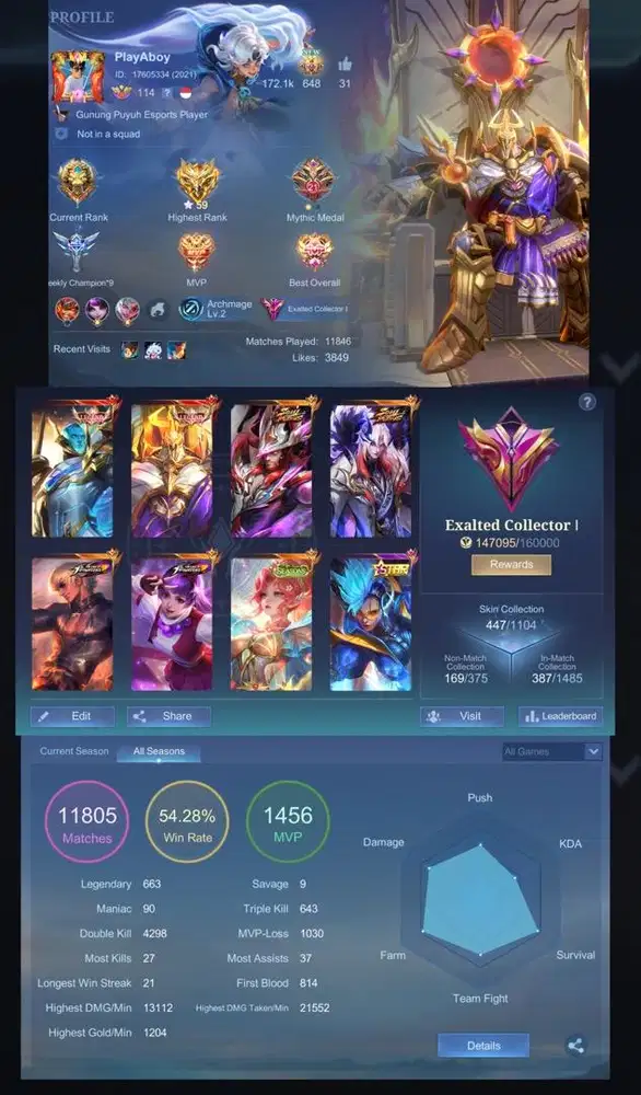 AKUN MOBILE LEGEND 2017 - BANYAK SKIN