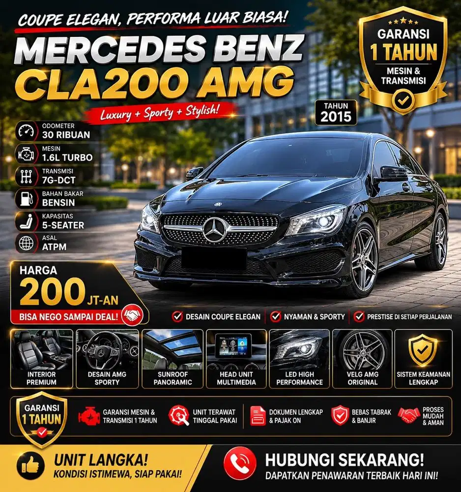 Mercedes Benz CLA200 AMG 2015 Low KM Garansi 1 Tahun