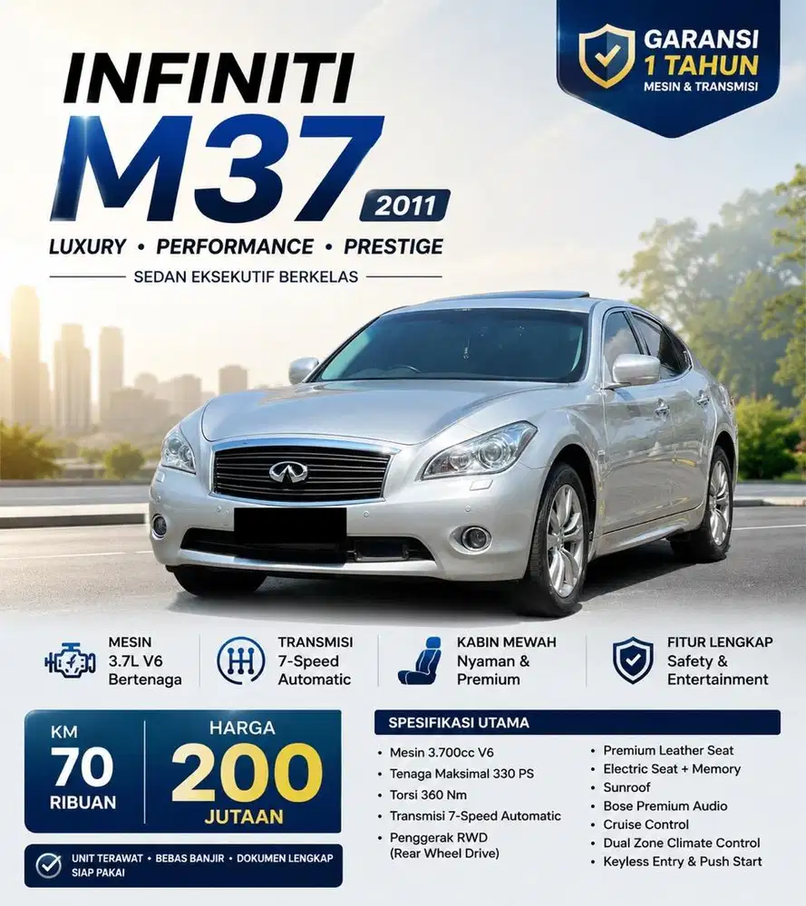 Infiniti M37 Nik 2011 370Z Garansi 1 Tahun Mesin dan Transmisi