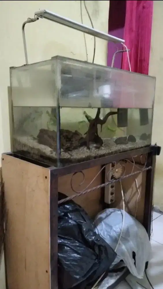 Jual aquarium + rak besi