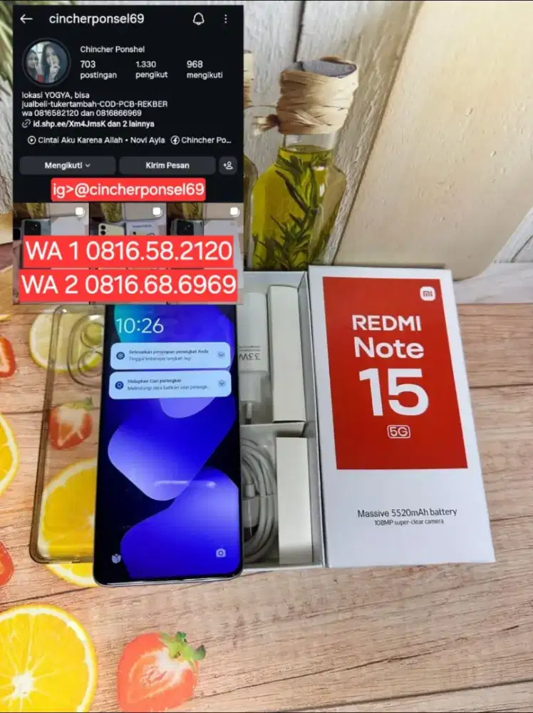 Jual hp redmi note 15 5g 12/512 2 likenew istinewa 2 bulan pakai
