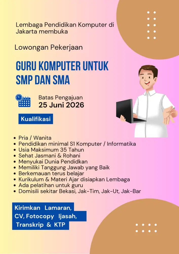 Lowongan Pekerjaan Guru Komputer Untuk SMP dan SMA