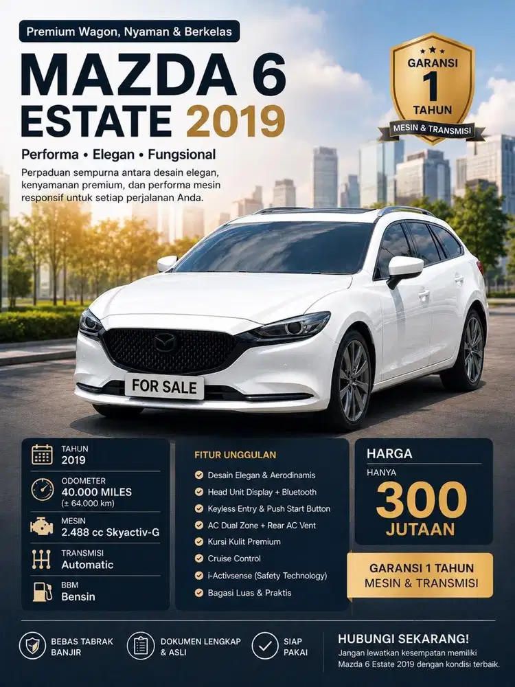 Mazda 6 Estate Elite 2019 Low KM Like New Service Record