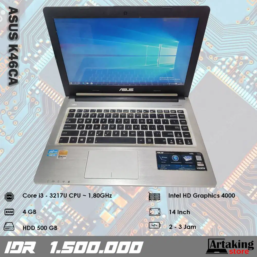 Asus K46CA - Core i3 - Ram 4 GB - Normal Siap Pakai