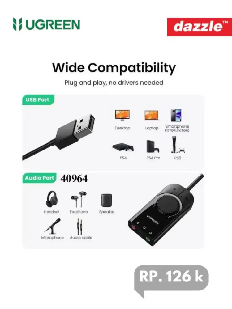 Ugreen external stereo sound adapter