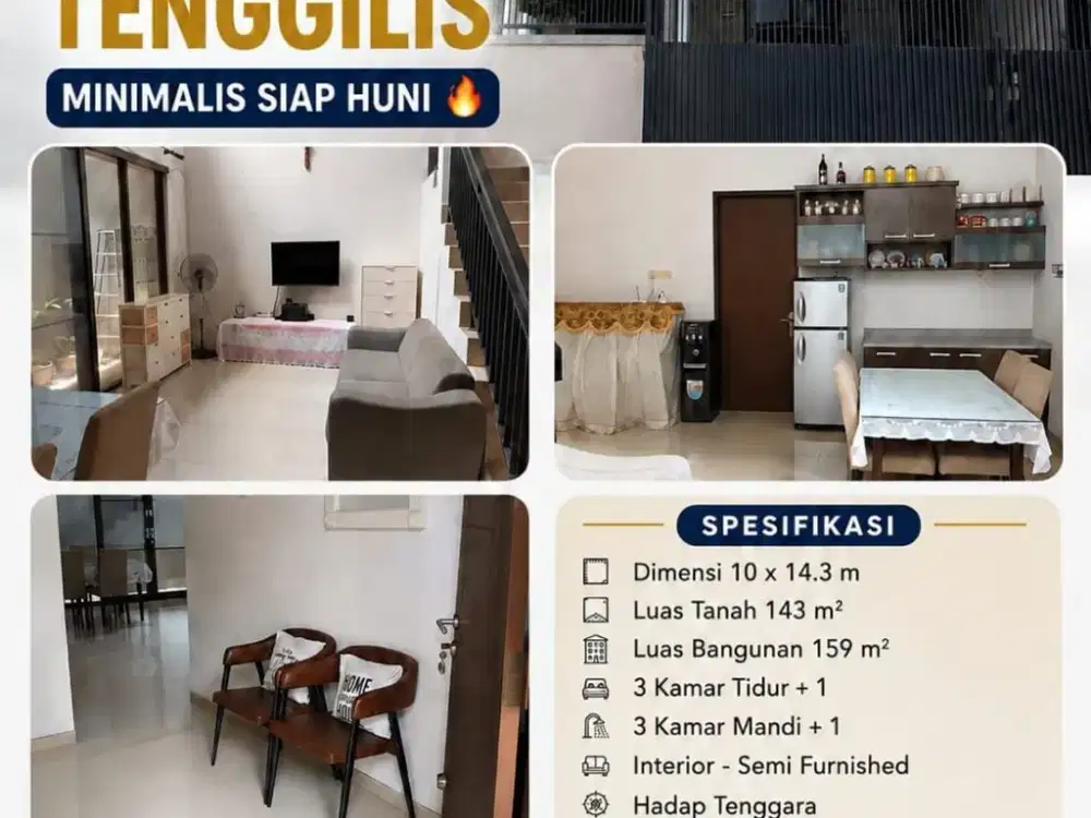 Rumah Tenggilis Minimalis Siap Huni 2 Lantai Nego, Surabaya