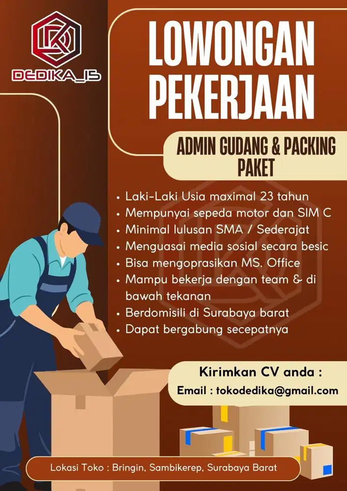 Lowongan Admin gudang toko