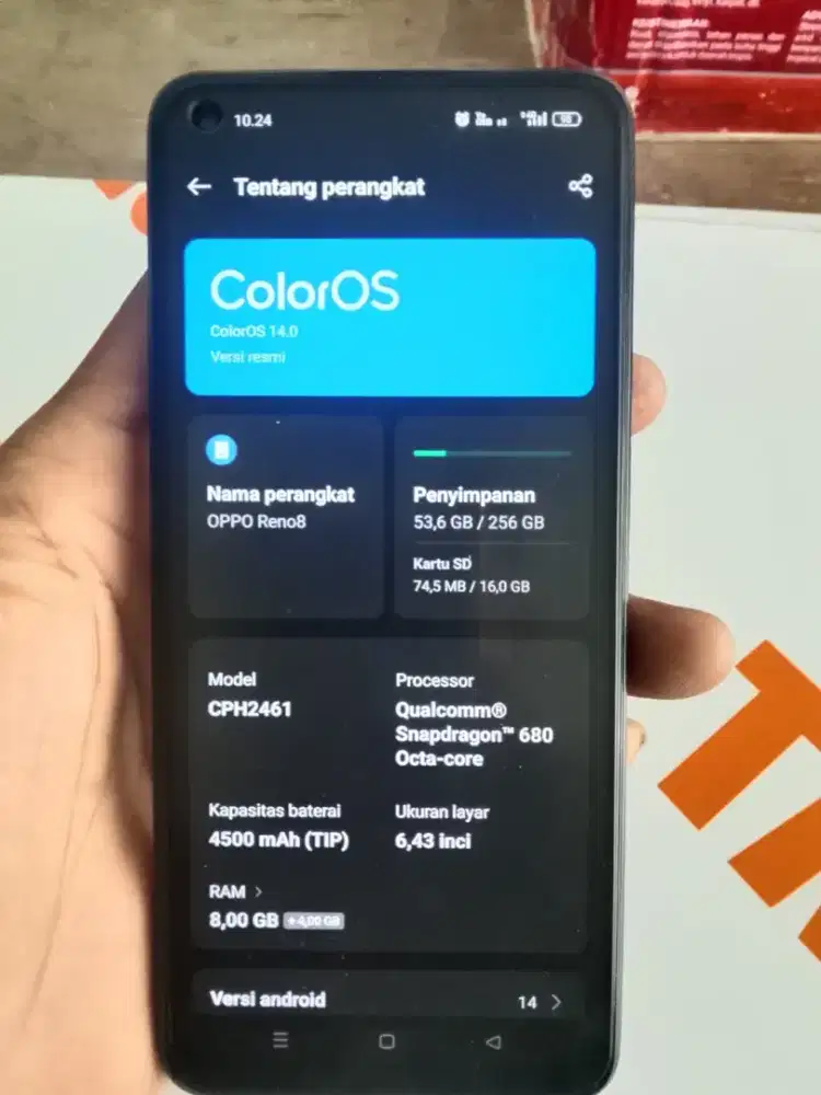 oppo reno 8 4g ram 8+8/256