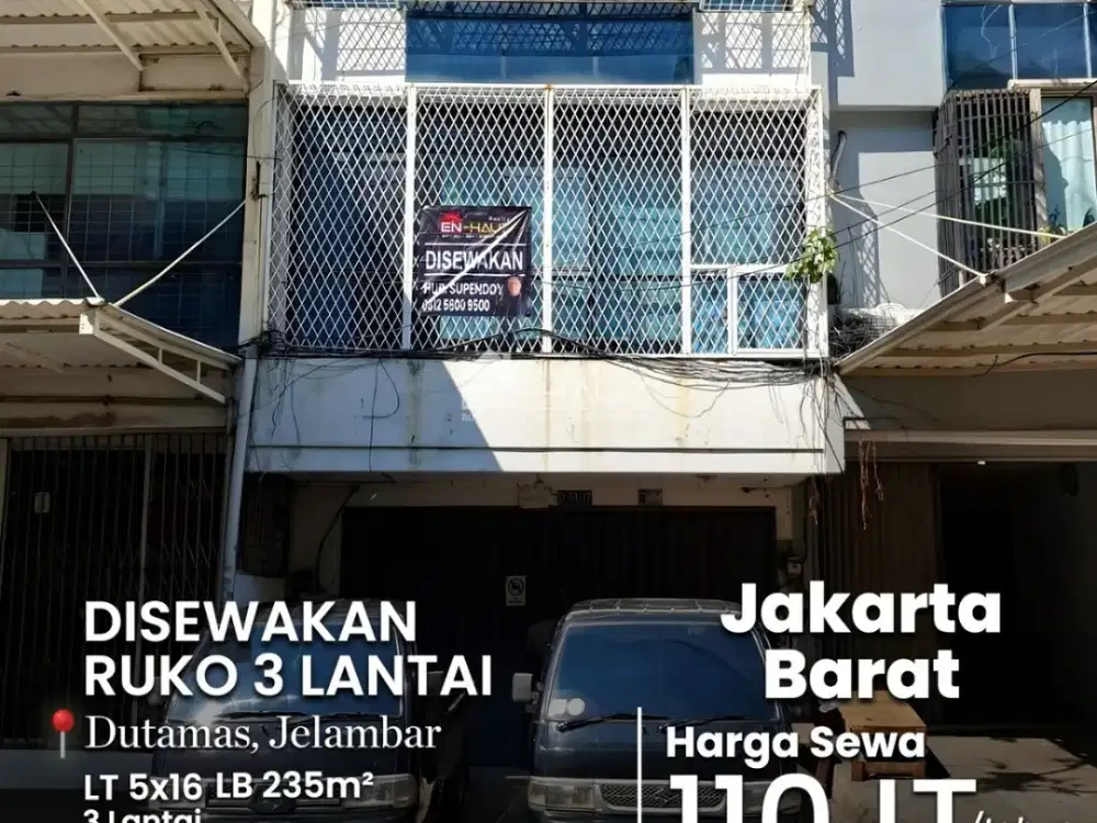 (SPDY) DISEWAKAN RUKO 3 LANTAI DI DUTA MAS JELAMBAR, JAKARTA BARAT