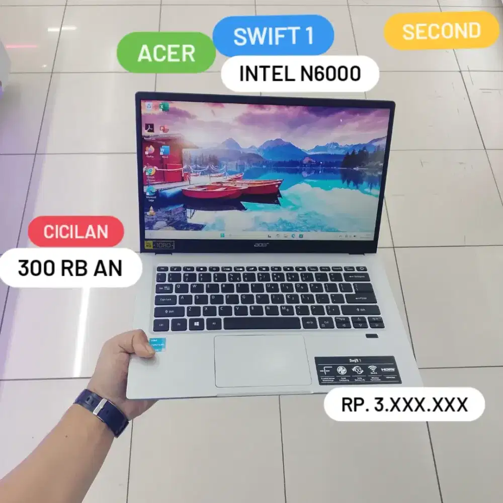 Laptop Acer Swift 1 N6000 Ram 4 GB SSD 512 GB Cash / Kredit