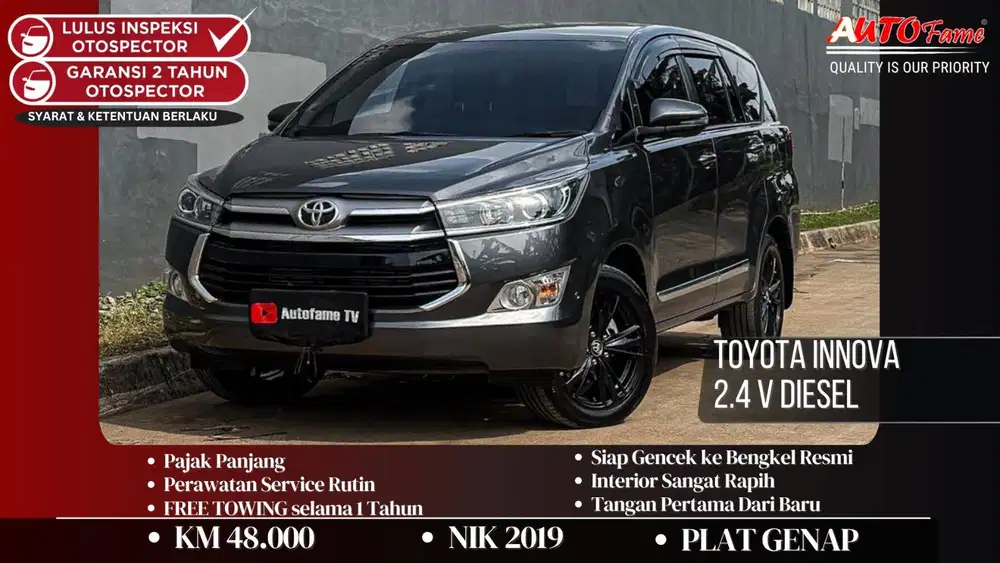 KM48RB Toyota Innova 2.4 V Diesel AT Gray On Black NIK 2019