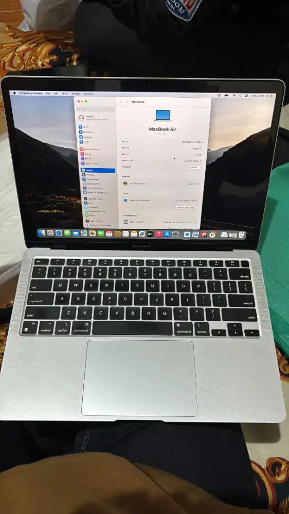macbook air M1 2021 spek 8/256 batre normal cc 350