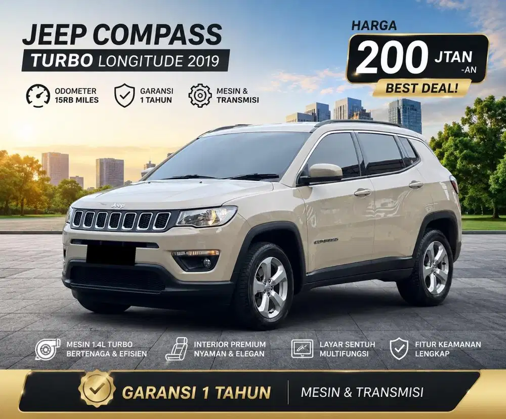 Jeep Compass Longitude Turbo 2019 Low KM Garansi 1 Tahun
