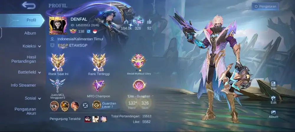 Jual akun mobile legend