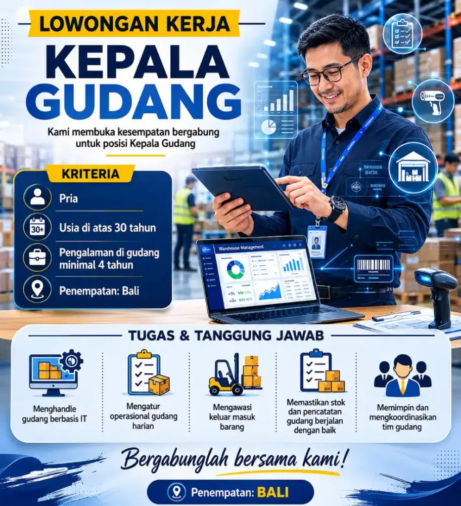 Dibutuhkan KEPALA GUDANG