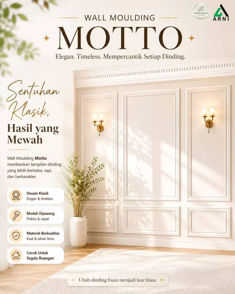 Wall Moulding Motto Panjang 2,9m / Moulding Dinding Bahan PVC