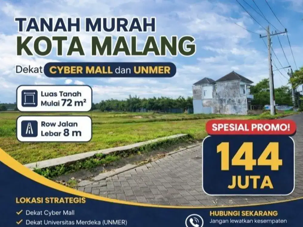Tanah Kota Malang Dekat Cyber Mall dan Kampus Unmer