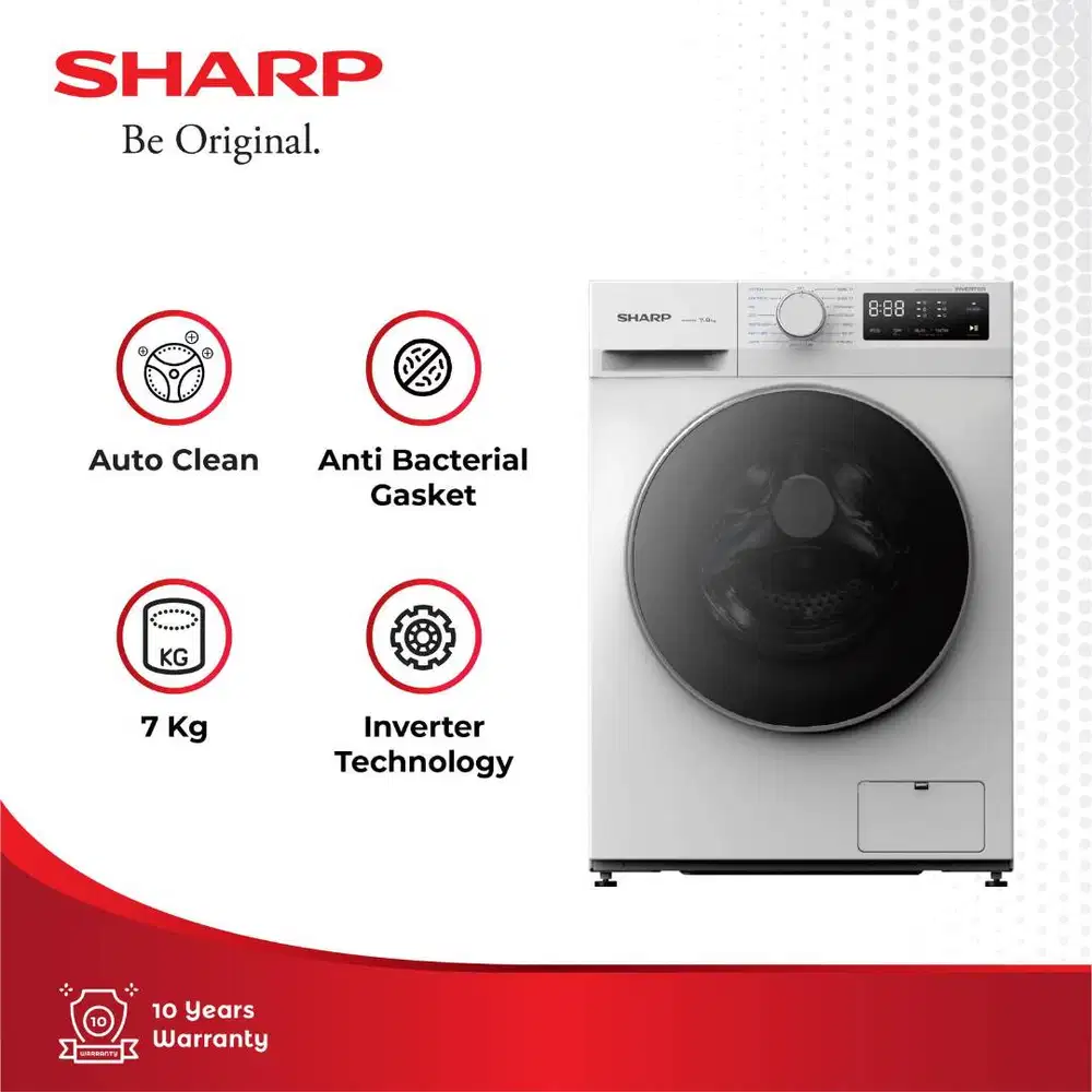 DI JUAL MESIN CUCI SHARP ES-FL1270MWX FRONT LOADING (TABUNG DEPAN)