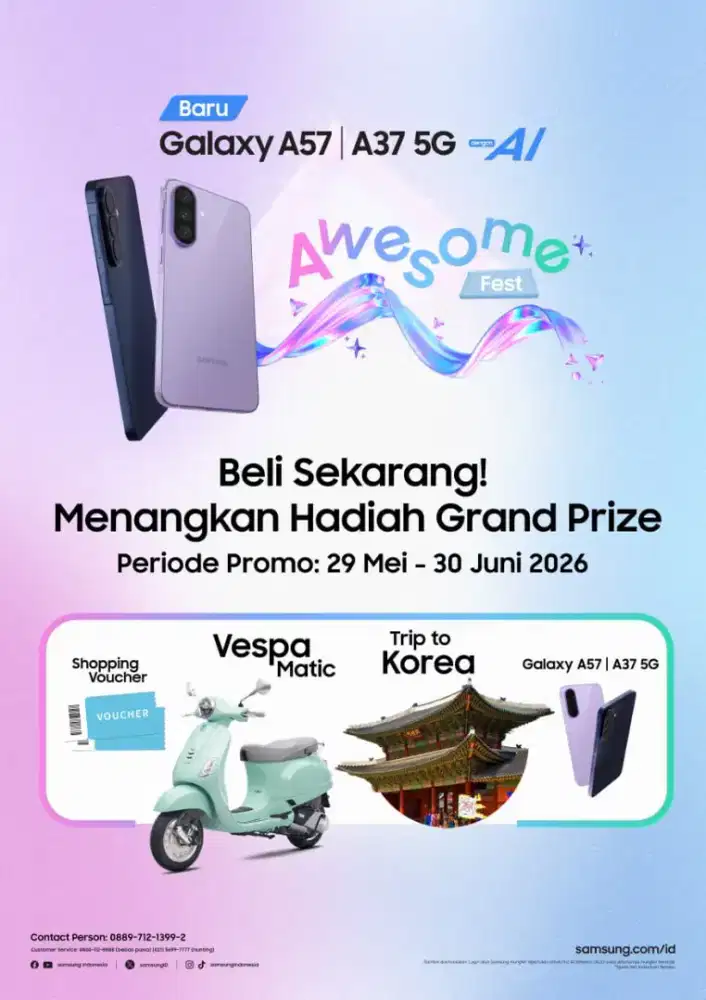 Beli A37 dan A57 dapatkan motor vespa senilai 50jt