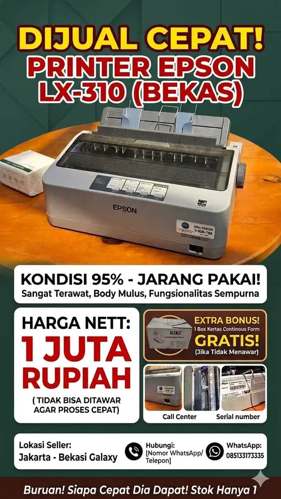 Printer Epson LX-310 Bekas BELI DARI BARU BARANG PRIBADI JUAL CEPAT