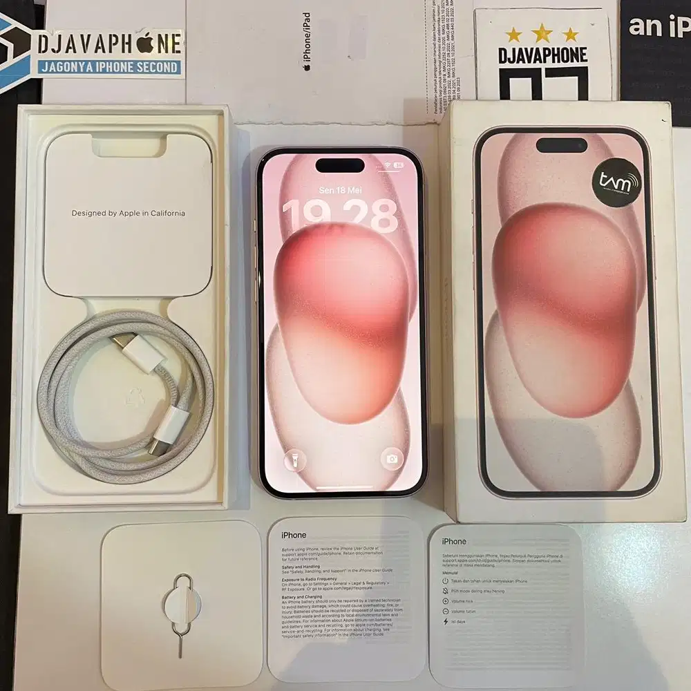 iPhone 15 Pink 128GB BH 98% Garansi Resmi iBox 11 Februari 2027