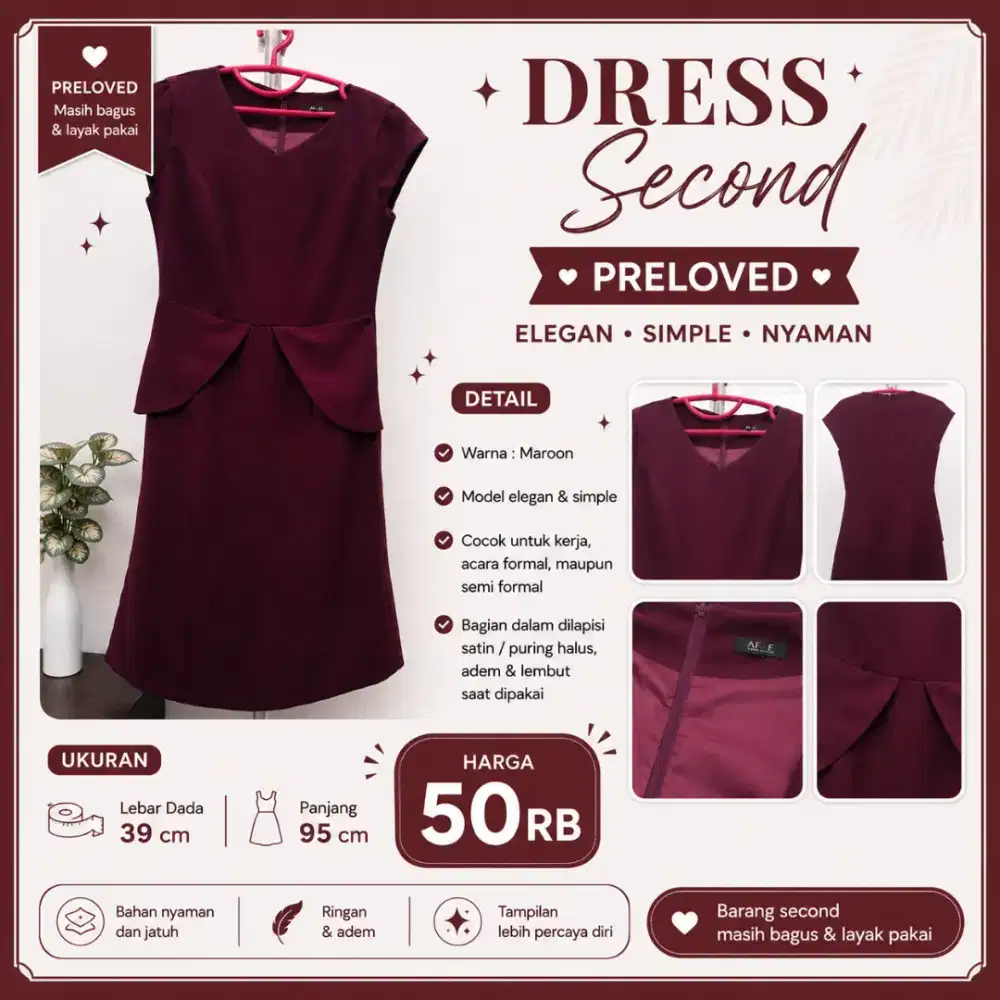 DRESS MAROON PRELOVED
