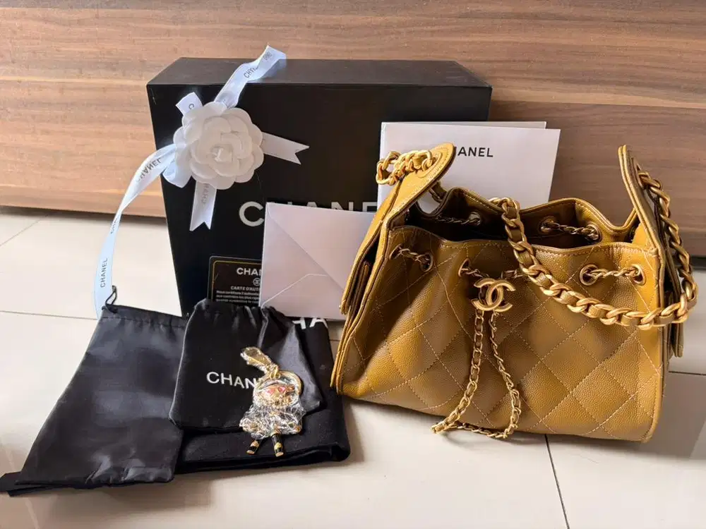 Tas Ch4n3l 25 mini, warna gold