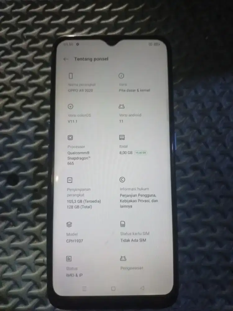 Oppo a9 2020 8+5/128 hp ori bukan refubish