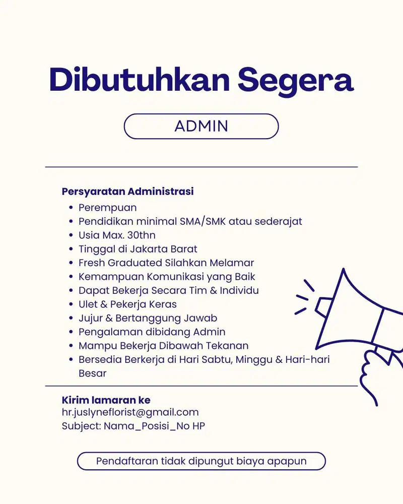 LOWONGAN PEKERJAAN ADMIN