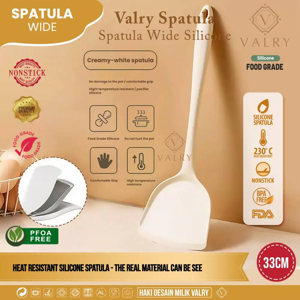 SPATULA SILIKON WIDE white - Turner Sutil silicone tahan panas BPA Fre