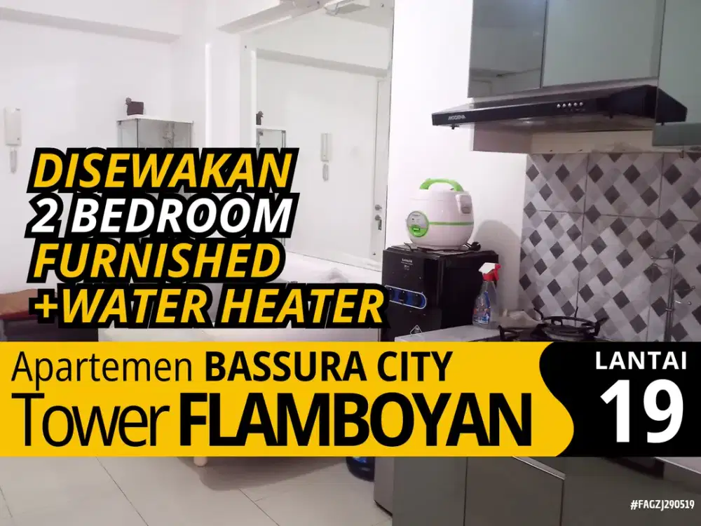 Sewa 2 Bedroom Furnished +WaterHeater Lantai 19 Apartemen Bassura City